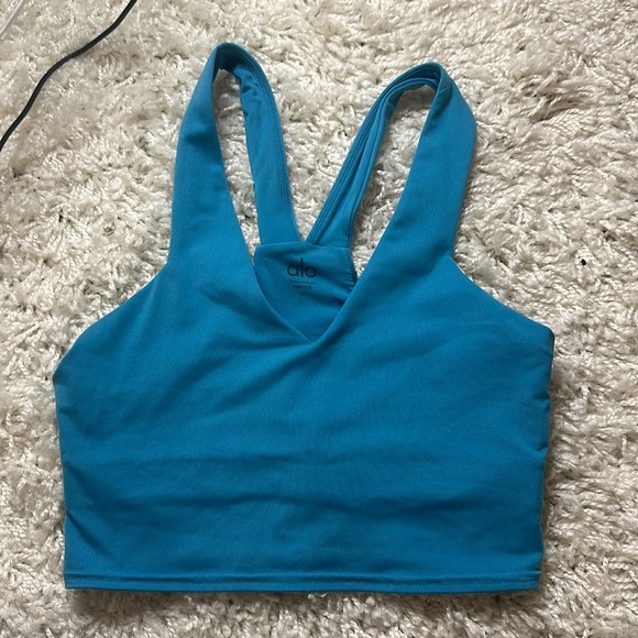 Alo Airbrush Real Bra Tank In blue splash size small - Picture 5 of 9